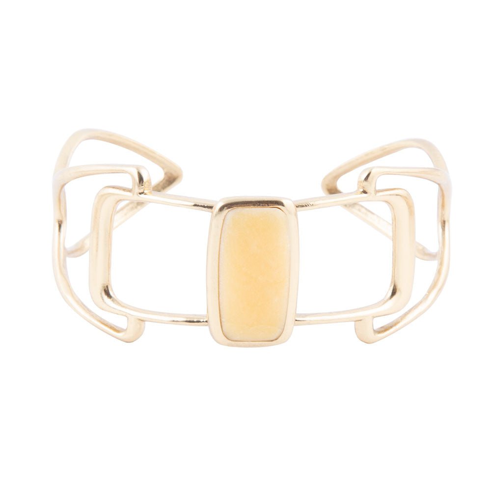 Barse Luster Yellow Agate and Golden Cuff Bracelet