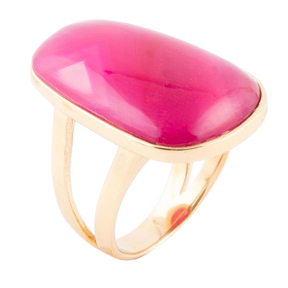 Barse Madeleine Pink Agate Golden Ring