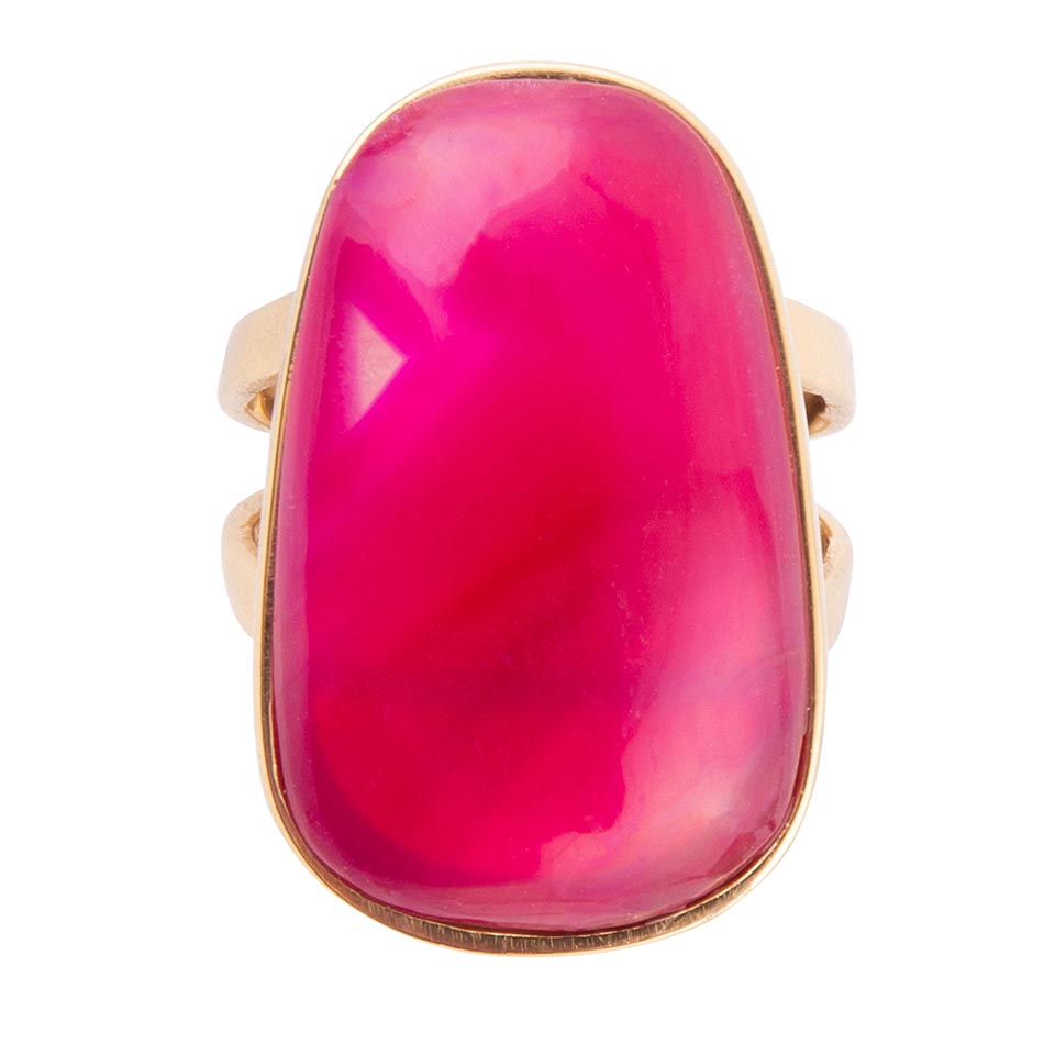 Barse Madeleine Pink Agate Golden Ring