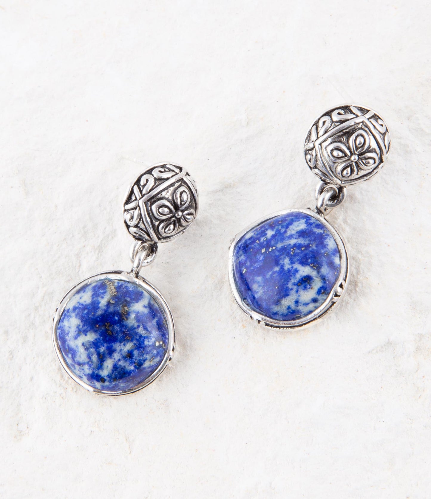 Barse Madrid Blue Lapis Sterling Silver Post Drop Earrings