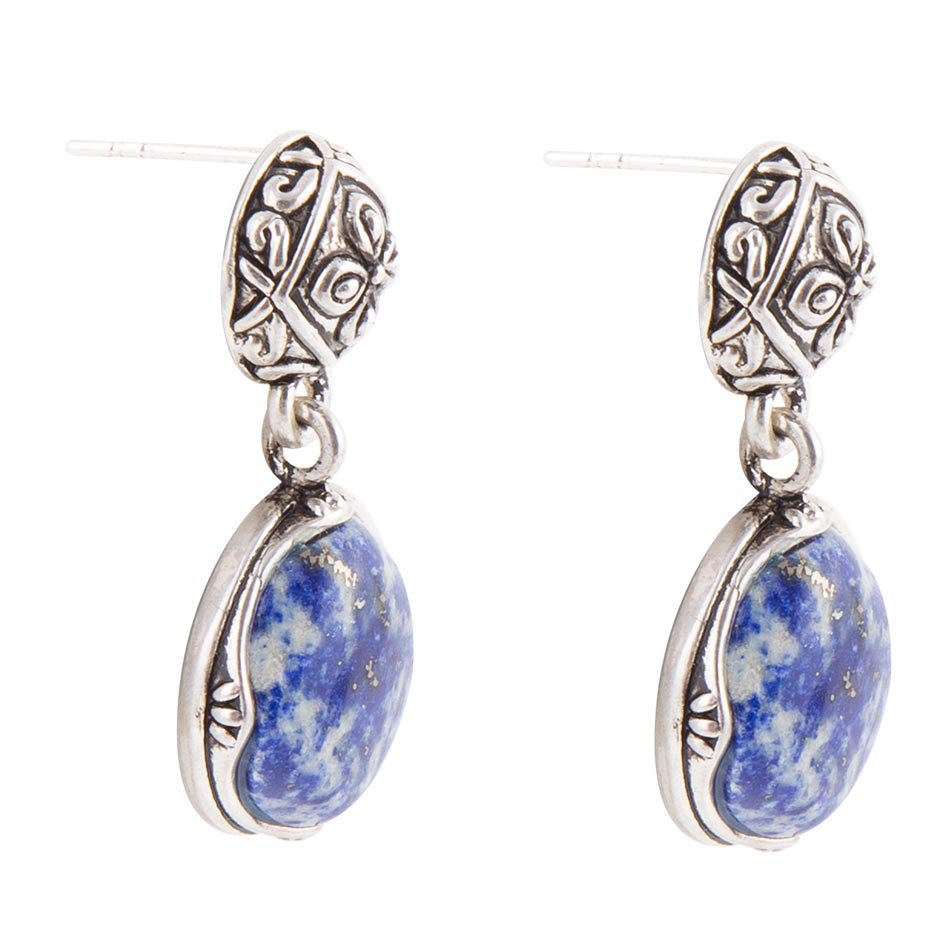 Barse Madrid Blue Lapis Sterling Silver Post Drop Earrings