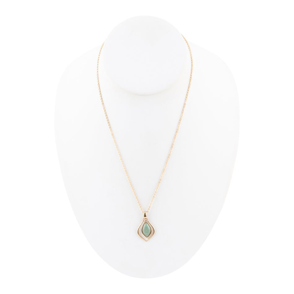 Barse Melita Green Aventurine Golden Pendant Necklace