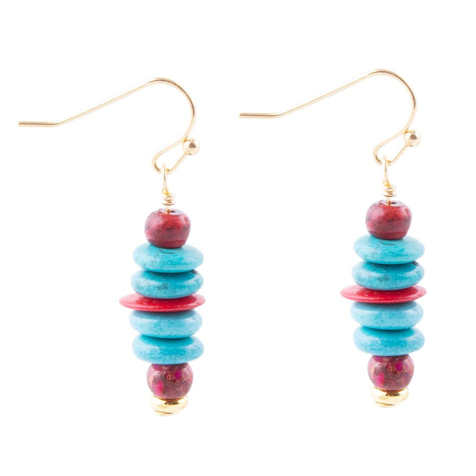 Barse Mija Turquoise and Magenta Stack Earrings
