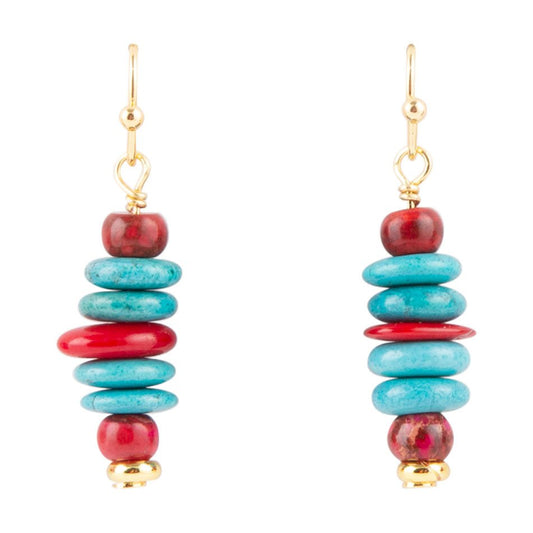 Barse Mija Turquoise and Magenta Stack Earrings