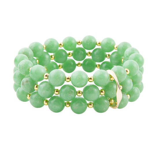 Mint Green Agate Triple Stretch Bracelet Set