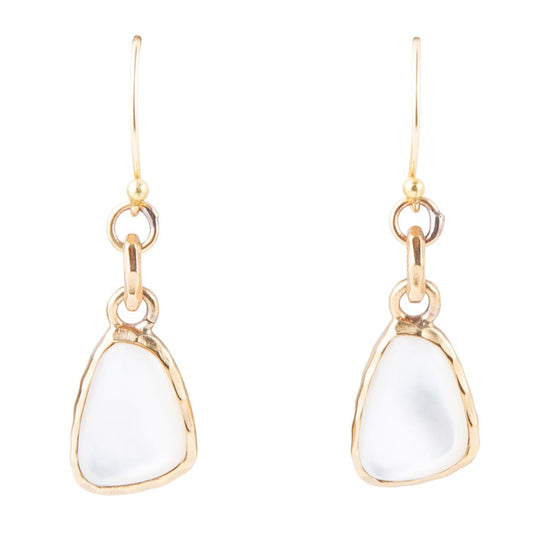 Barse White Mother of Pearl Golden Drop Earrings