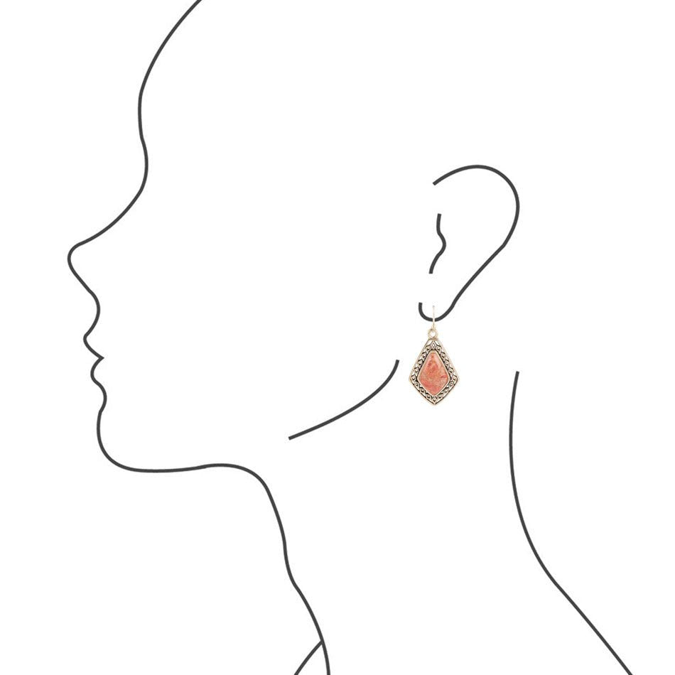 Barse Native Vibe Orange Sponge Coral Arrow Earrings