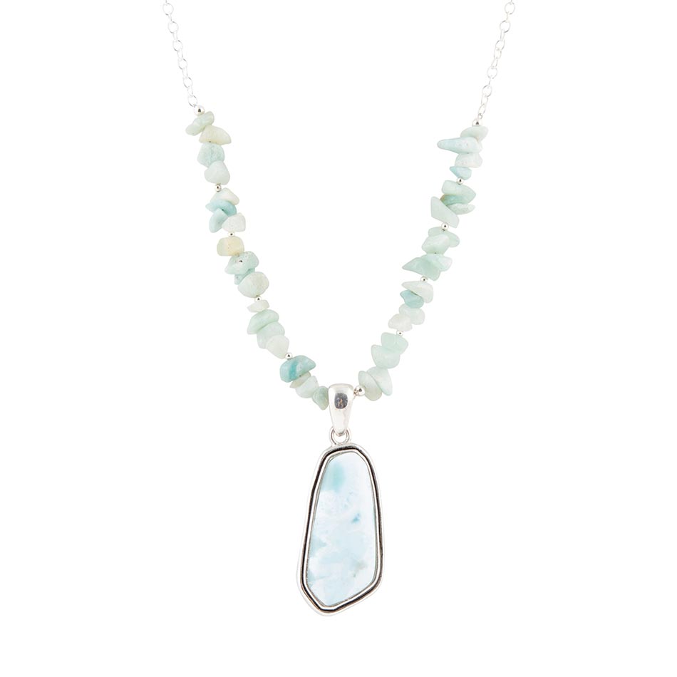 Barse Natural Wonders Blue Larimar and Sterling Silver Necklace