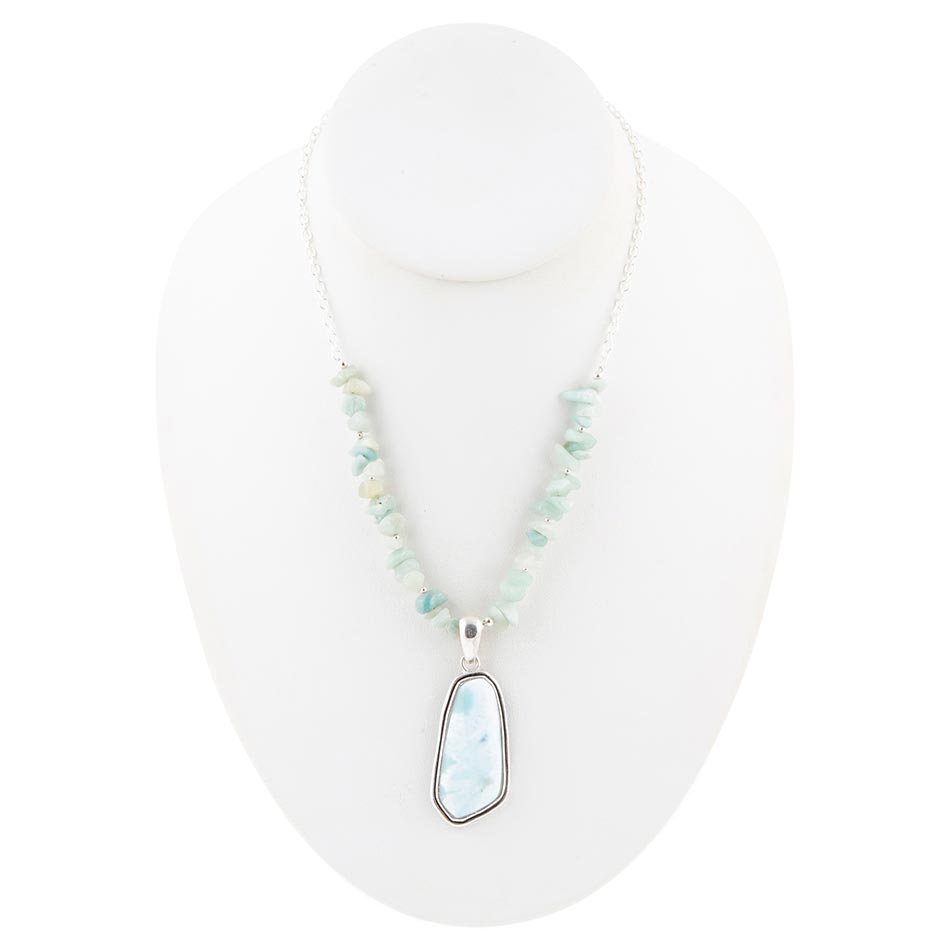 Barse Natural Wonders Blue Larimar and Sterling Silver Necklace