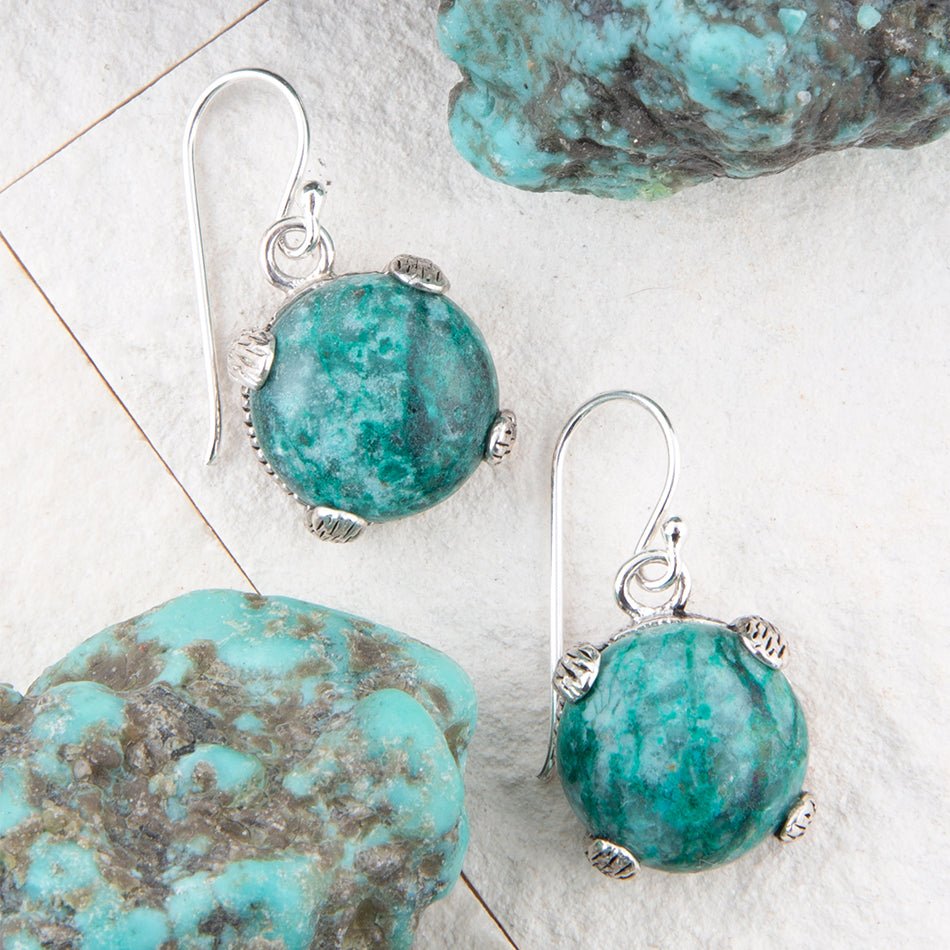 Barse Nomad Blue Chrysocolla and Sterling Silver Drop Earrings