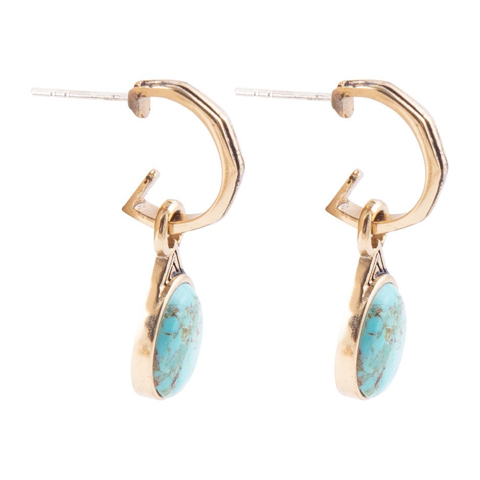 Barse Nova Half-Hoop Blue Turquoise and Golden Earrings