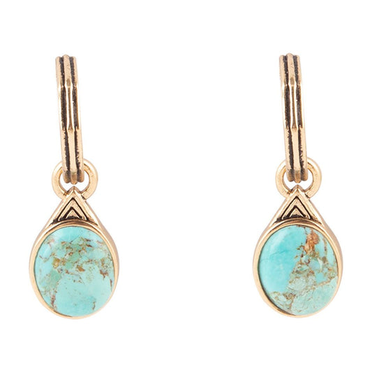 Barse Nova Half-Hoop Blue Turquoise and Golden Earrings