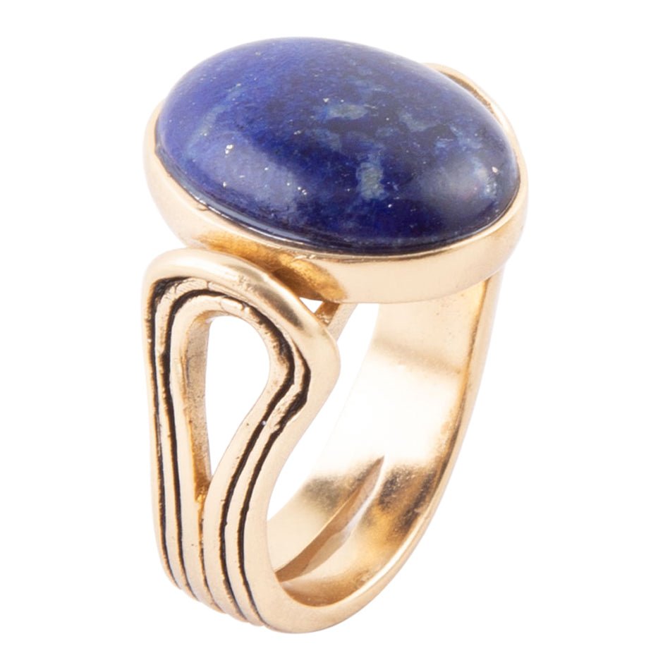 Barse Nova Blue Lapis and Golden Bronze Oval Ring