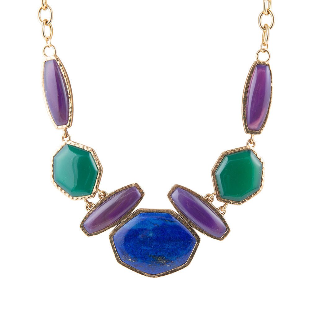 Barse Odyssey Lapis Multi Stone Statement Necklace