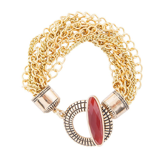 Orange Carnelian Golden Chain Bracelet
