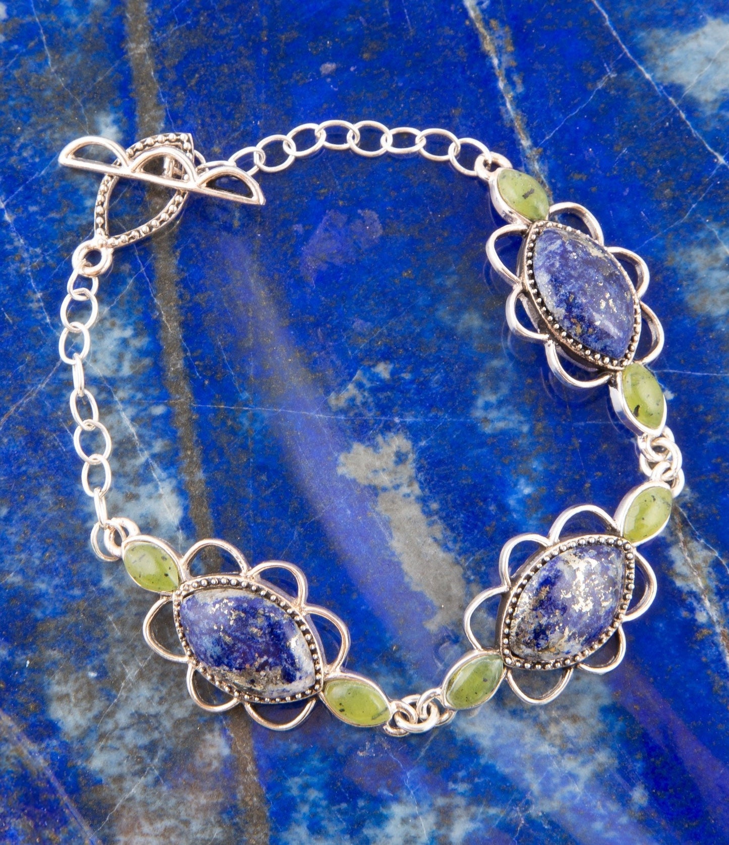 Barse Oxford Lapis and Jade Bracelet