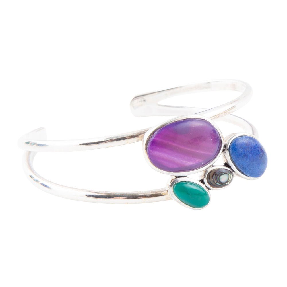 Barse Peacock Multi-Stone and Sterling Silver Cuff Bracelet