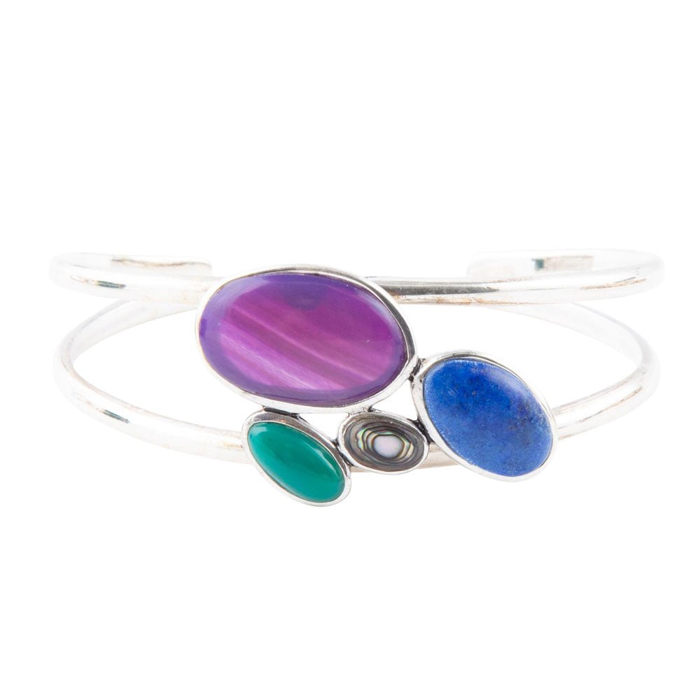 Barse Peacock Multi-Stone and Sterling Silver Cuff Bracelet