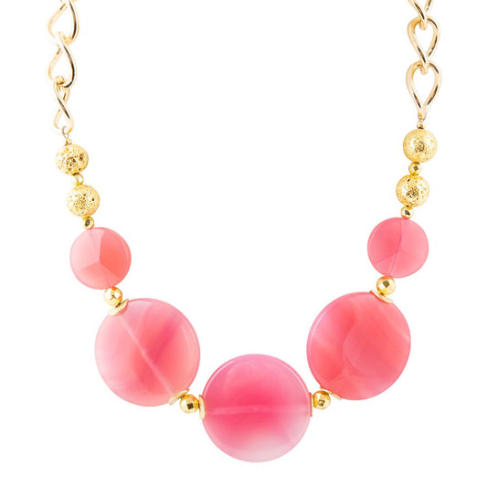 Barse Peony Fuchsia Pink Agate Statement Necklace
