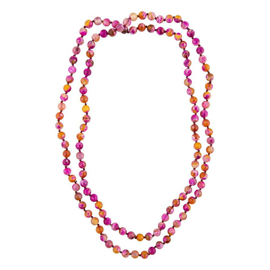 Barse Pink Agate Knotted Long Necklace