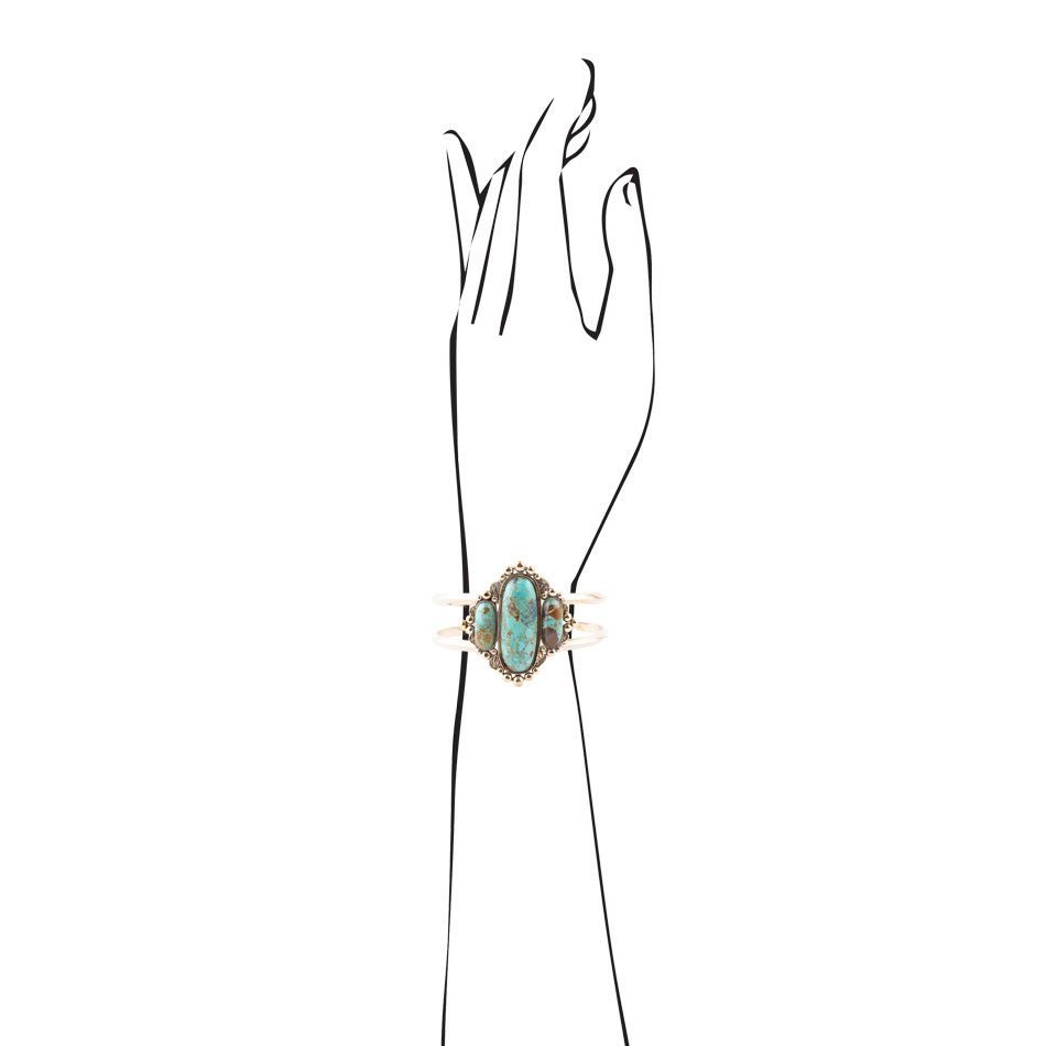 Barse Plateau Blue Turquoise Golden Cuff Bracelet