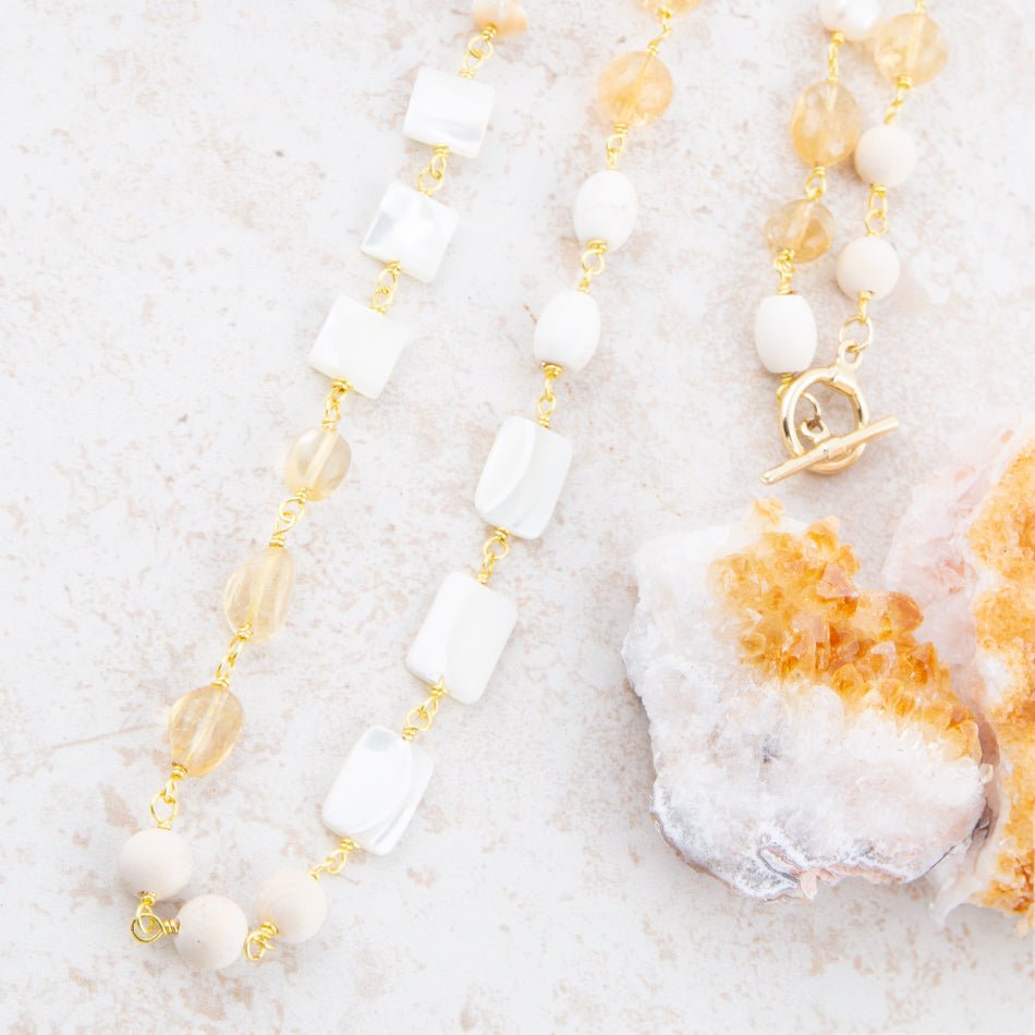 Barse Precious White Pearl and Crystal Necklace