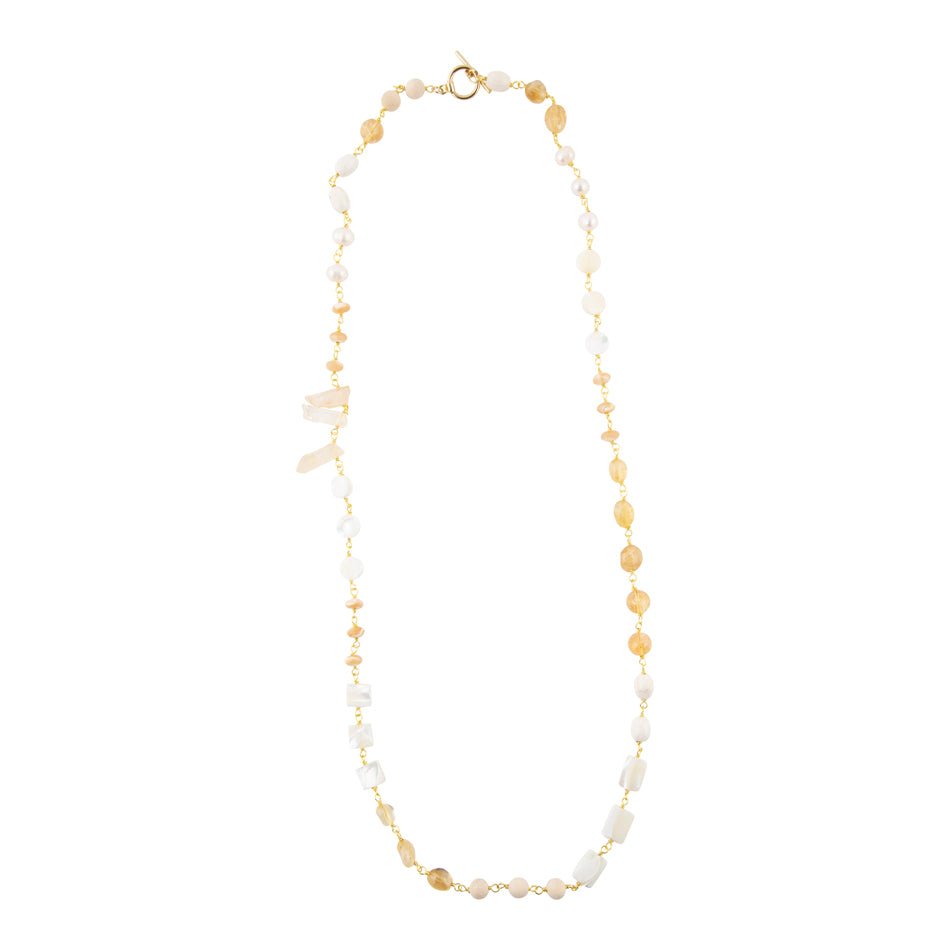 Barse Precious White Pearl and Crystal Necklace