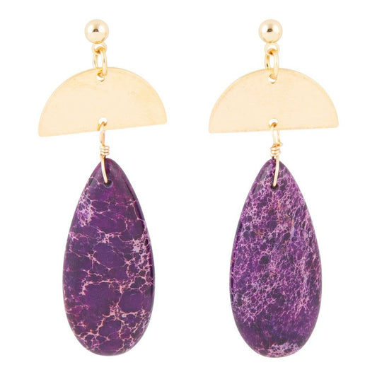 Barse Prescott Purple Jasper Golden Drop Earrings