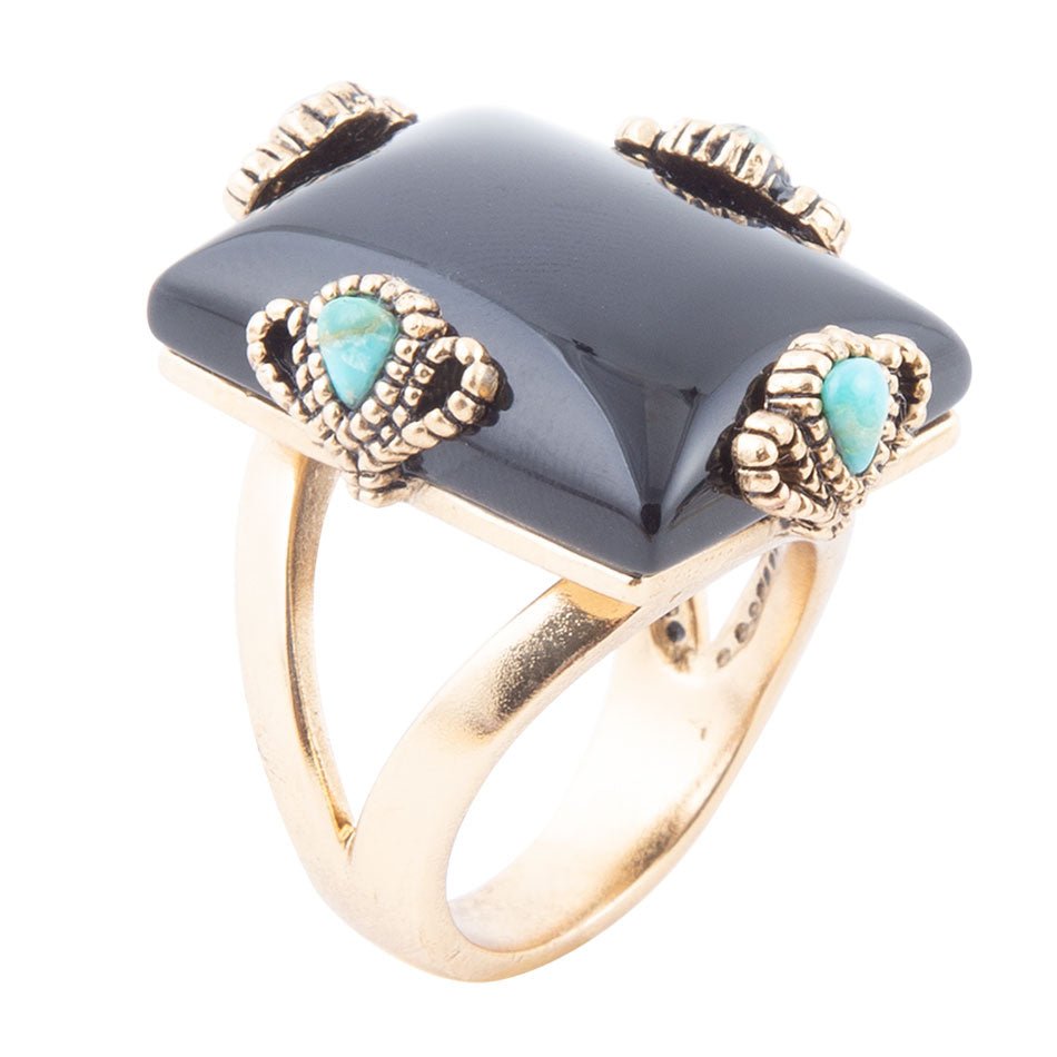Barse Prima Black Onyx Golden Statement Ring