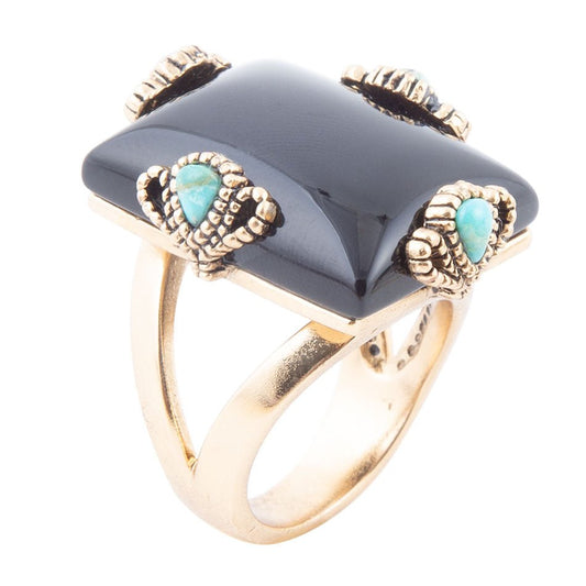 Barse Prima Black Onyx Golden Statement Ring