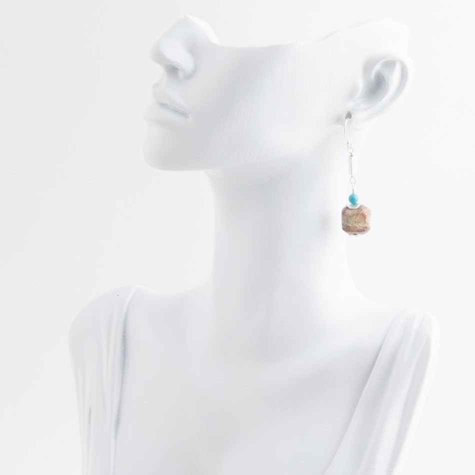 Barse Purple Agate Chucky Sterling Silver Drop Earrings