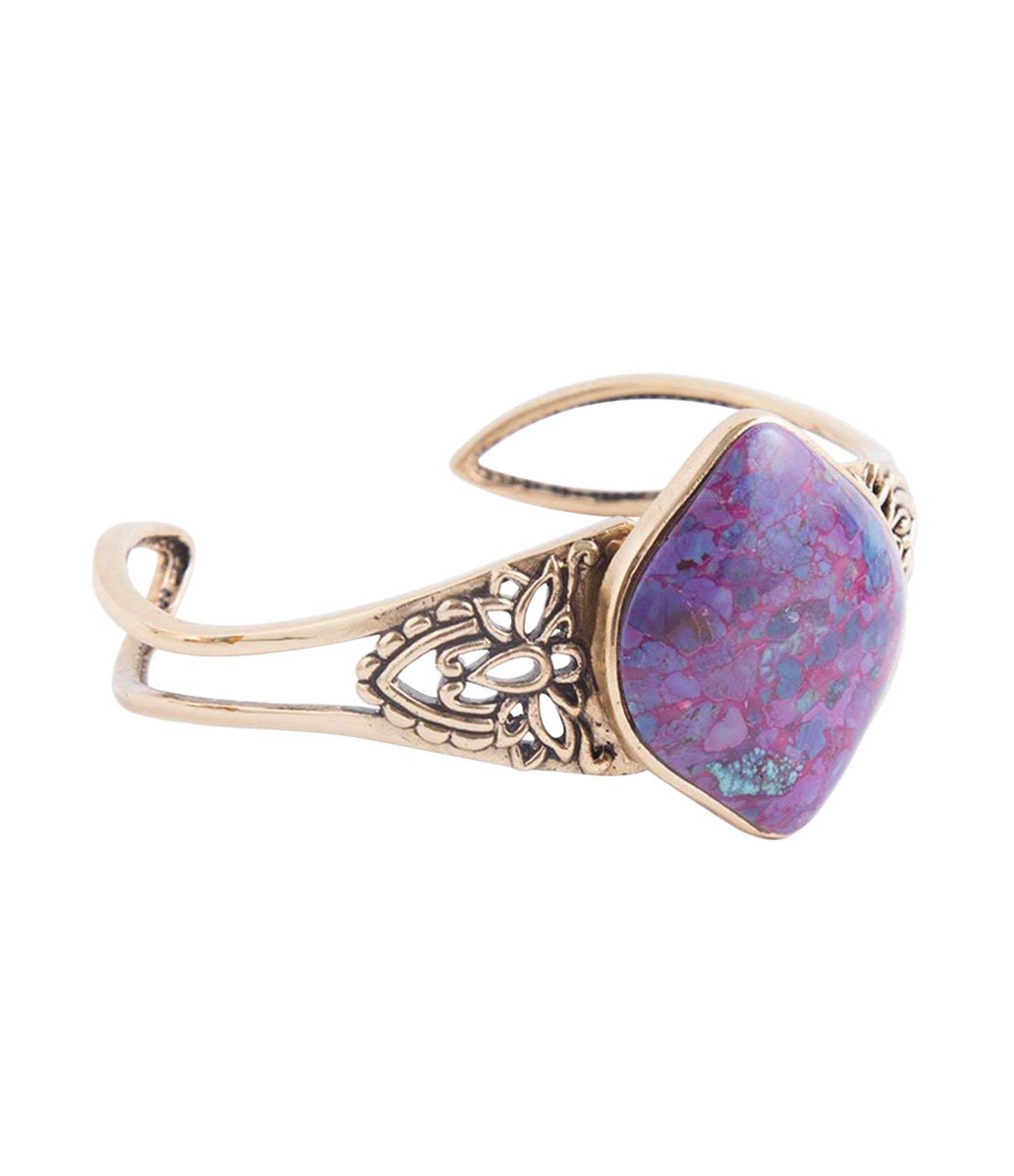 Barse Purple Turquoise Golden Cuff Bracelet