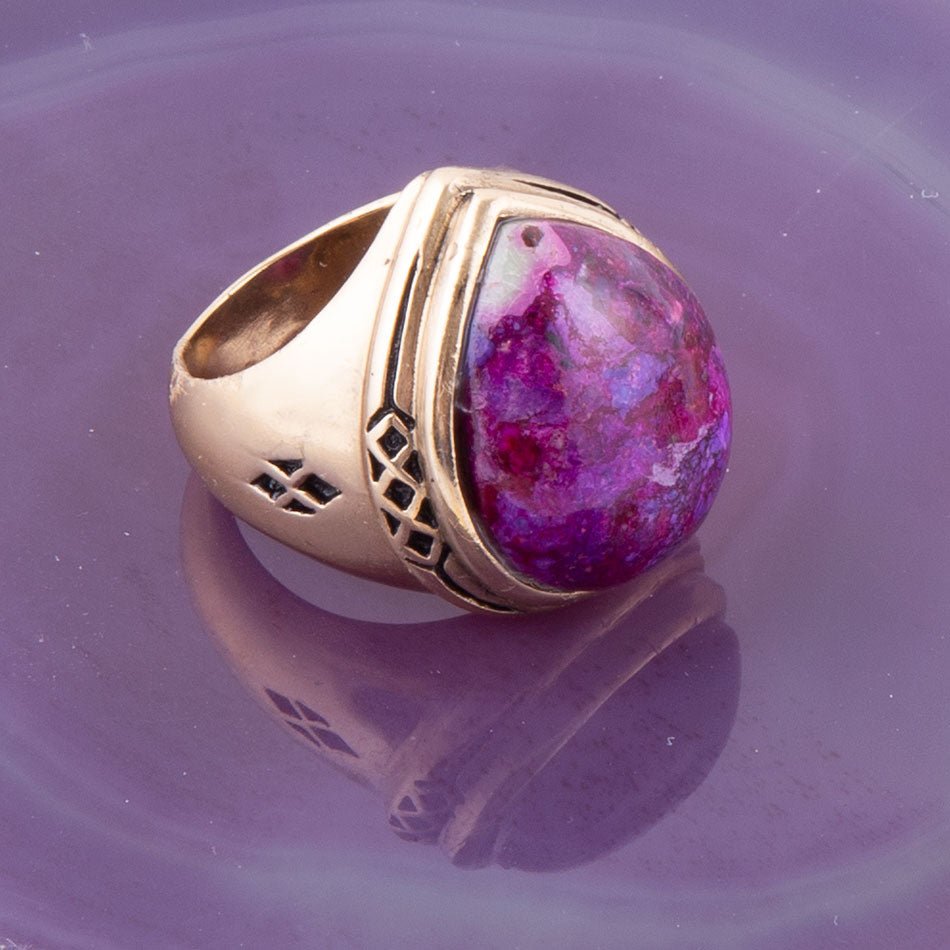 Barse Purple Turquoise Golden Teardrop Ring