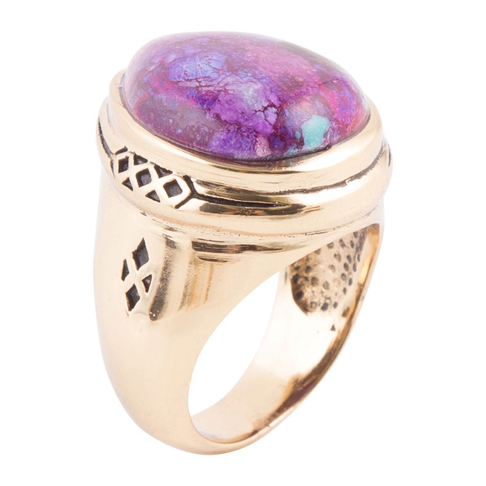 Barse Purple Turquoise Golden Teardrop Ring