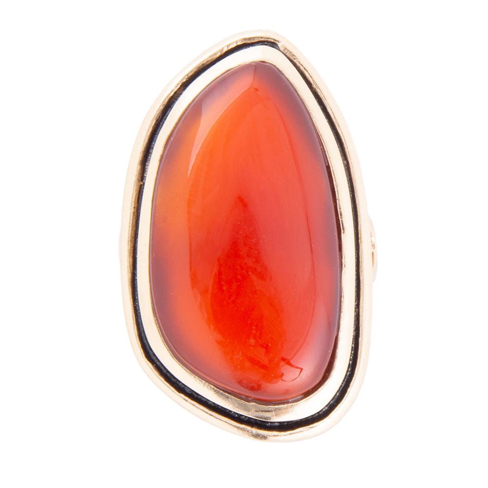 Orange Carnelian Golden Statement Ring
