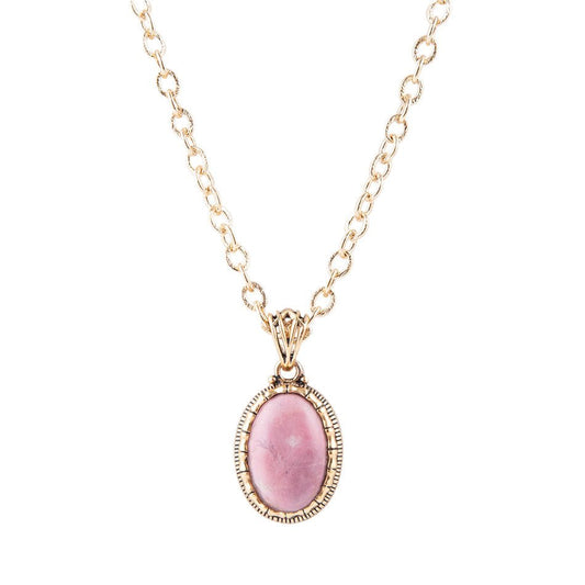 Rhodonite and Bronze Pendant Necklace