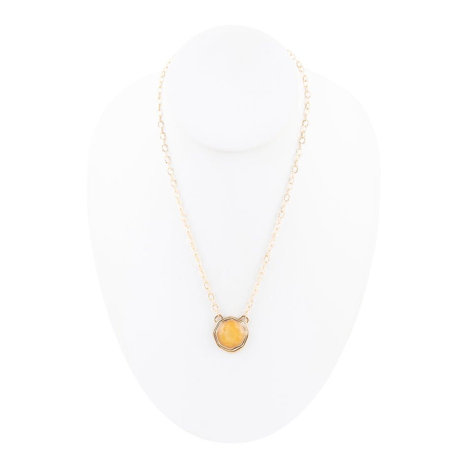 Barse River Rocks Yellow Quartz and Golden Bronze Necklace