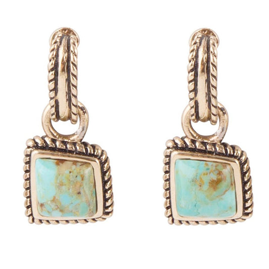 Barse Roped Around Turquoise and Bronze Earrings