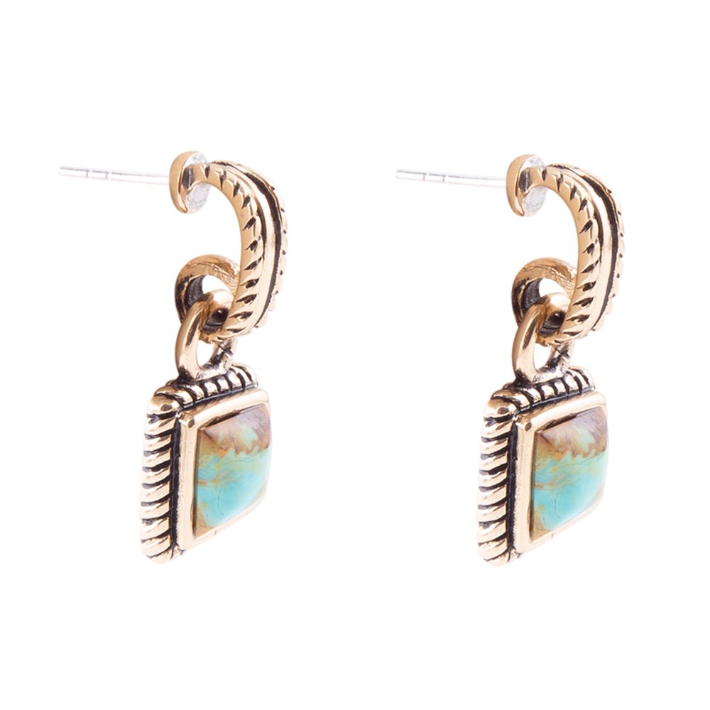 Barse Roped Around Turquoise and Bronze Earrings
