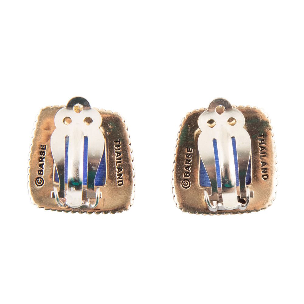 Barse Roped Blue Lapis Golden Clip Earrings