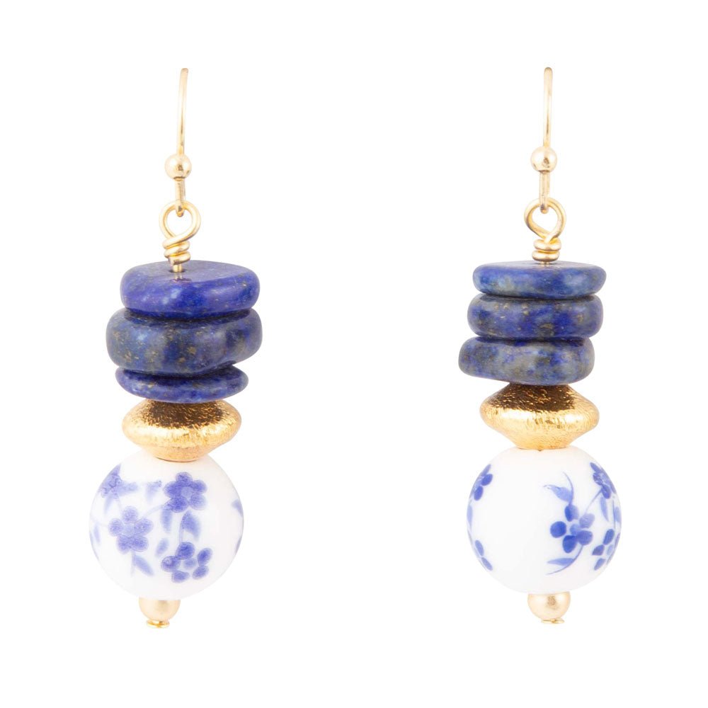 Barse Santorini Cobalt Blue Lapis Drop Earrings