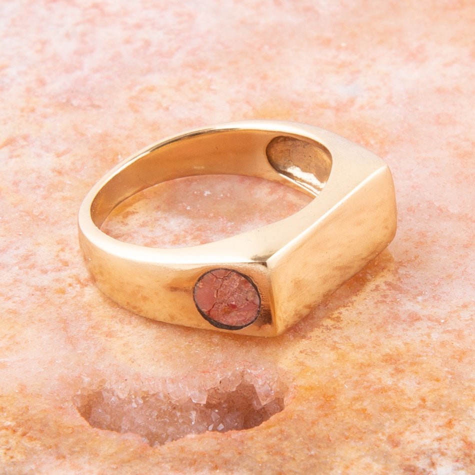 Barse Signet Orange Sponge Coral and Bronze In The Hole Ring