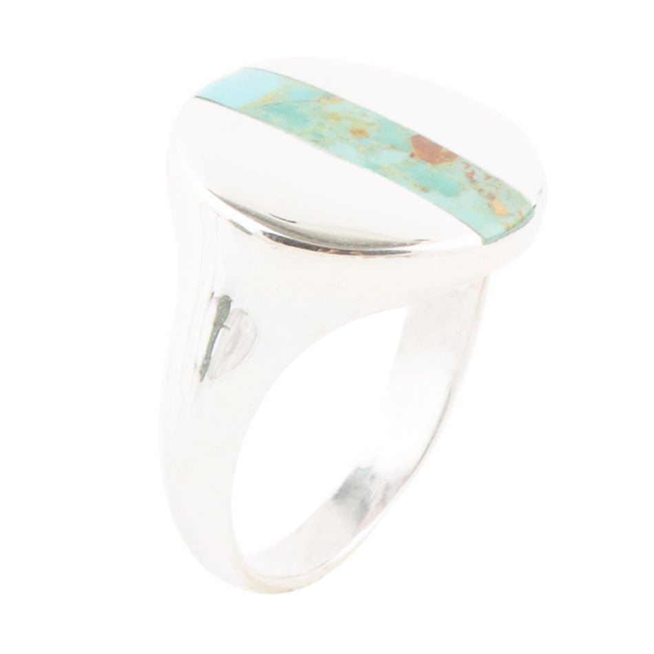 Barse Signet Turquoise and Sterling Silver Circle Ring