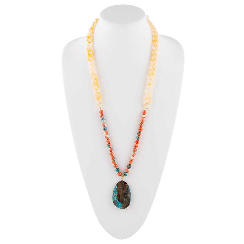 Barse Spiny Oyster and Jasper Pendant Necklace