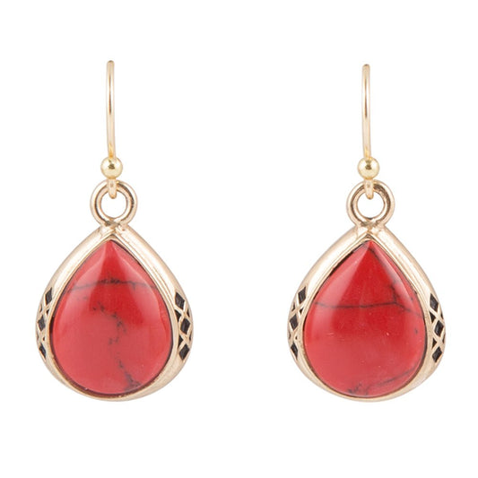 Barse The Perfect Drop Red Howlite Earrings