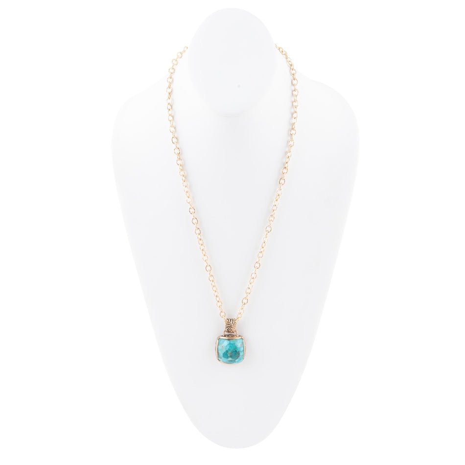 Barse Three Turquoise Stone Necklace