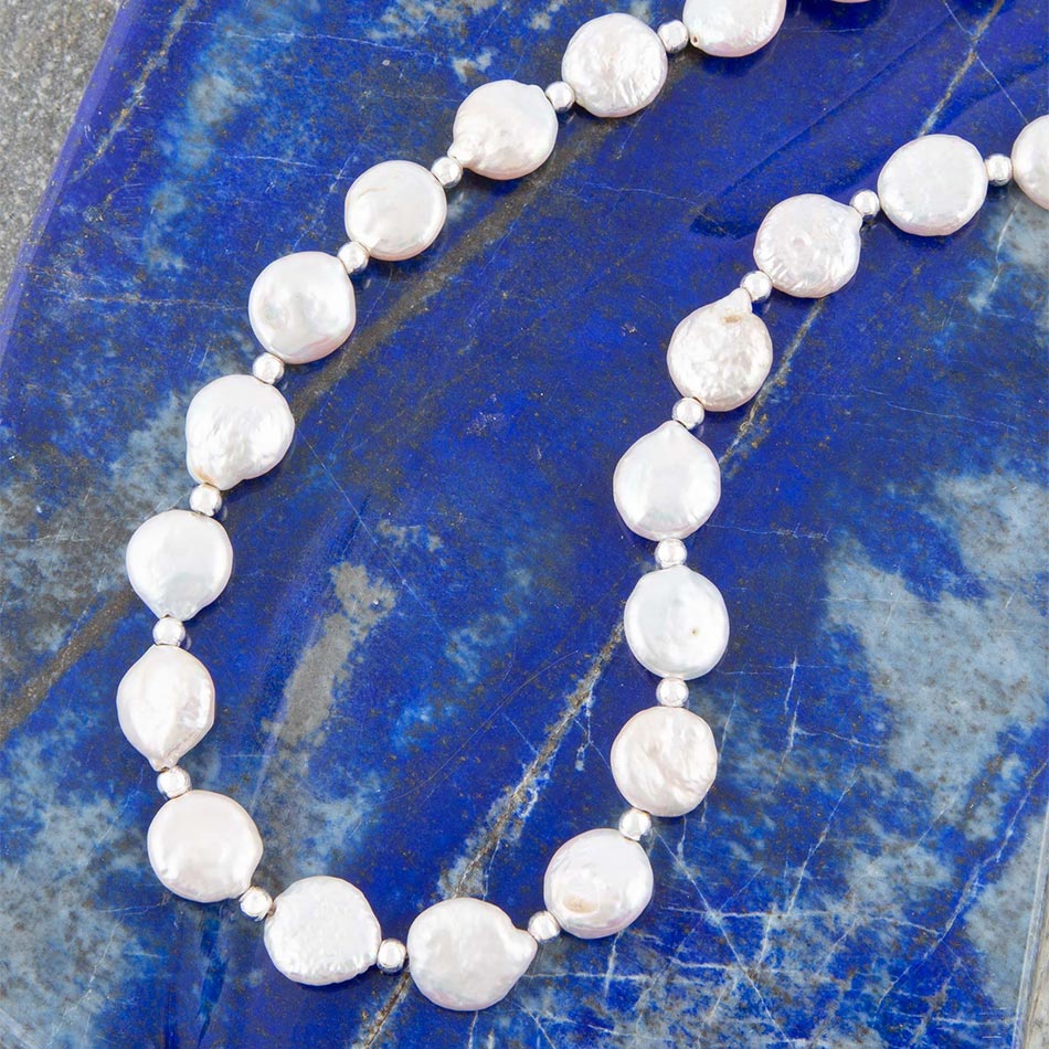 Barse White Fresh Water Pearl Sterling Silver Necklace