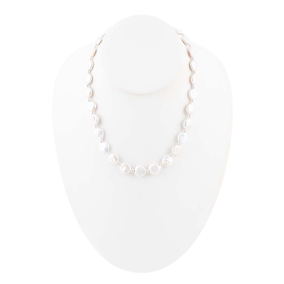 Barse White Fresh Water Pearl Sterling Silver Necklace