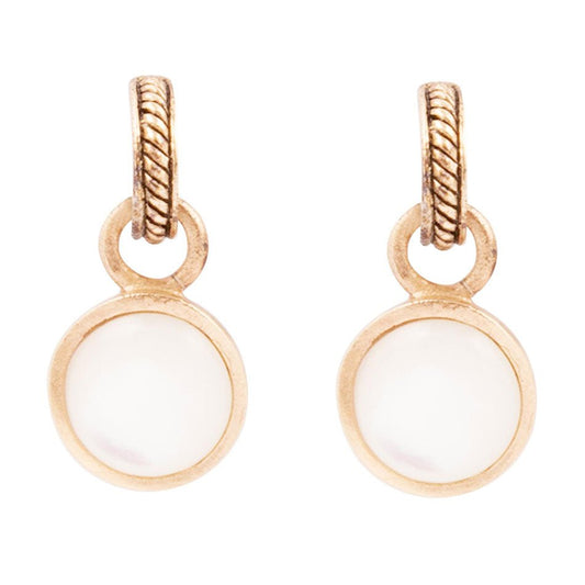 Barse White Mother of Pearl Spotlight Golden Drop Earrings