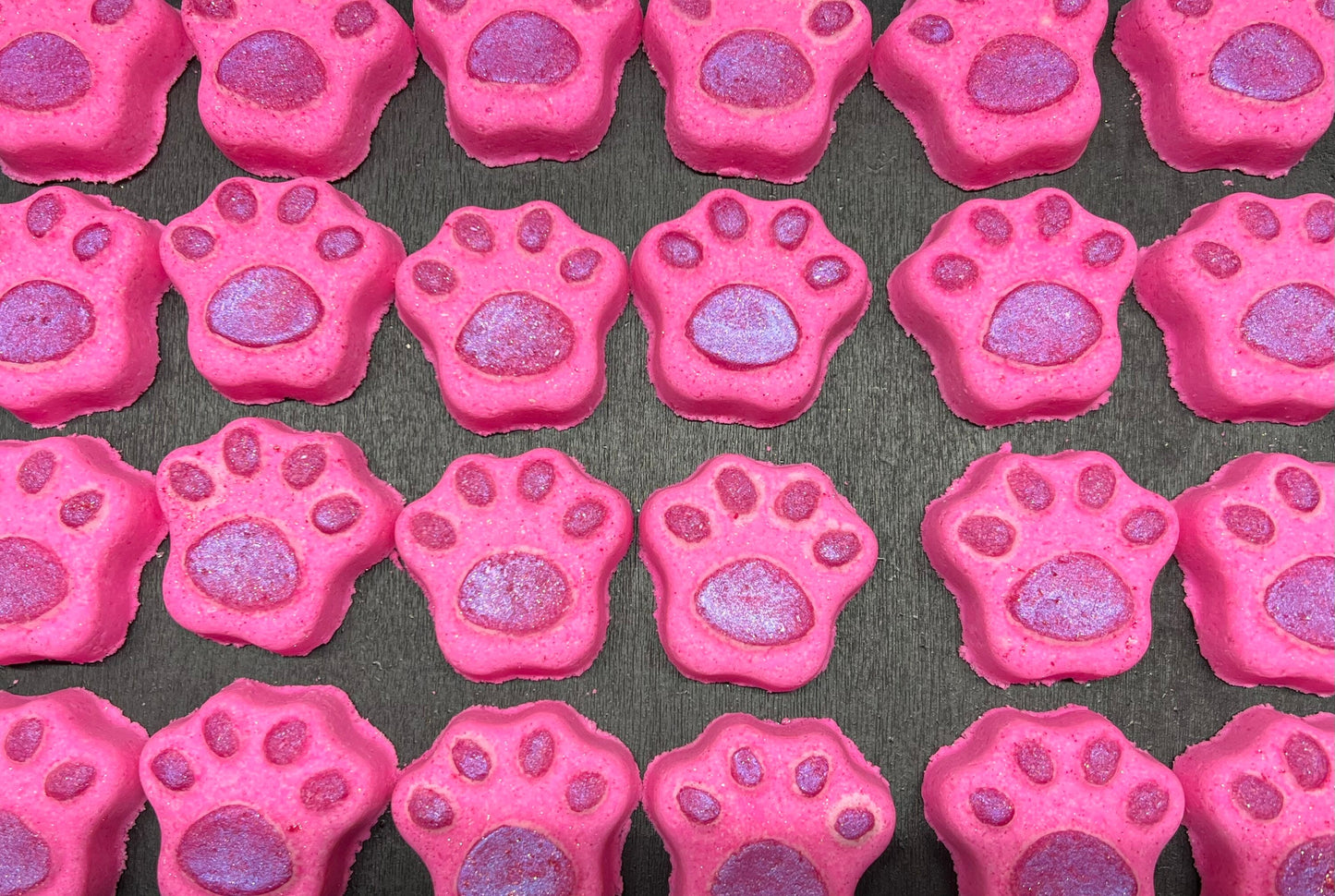 Purrfectly Pink Paw Shaped Bath Bomb. Pink Sugar Scent.  Organic Ingredients . Vegan. Natural. Made in Utah.